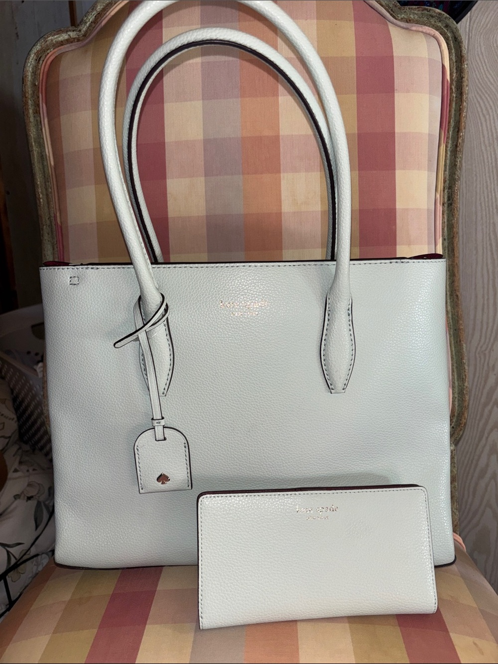 Kate Spade light mint Leather Tote with Matching Wallet - Picture 2 of 10